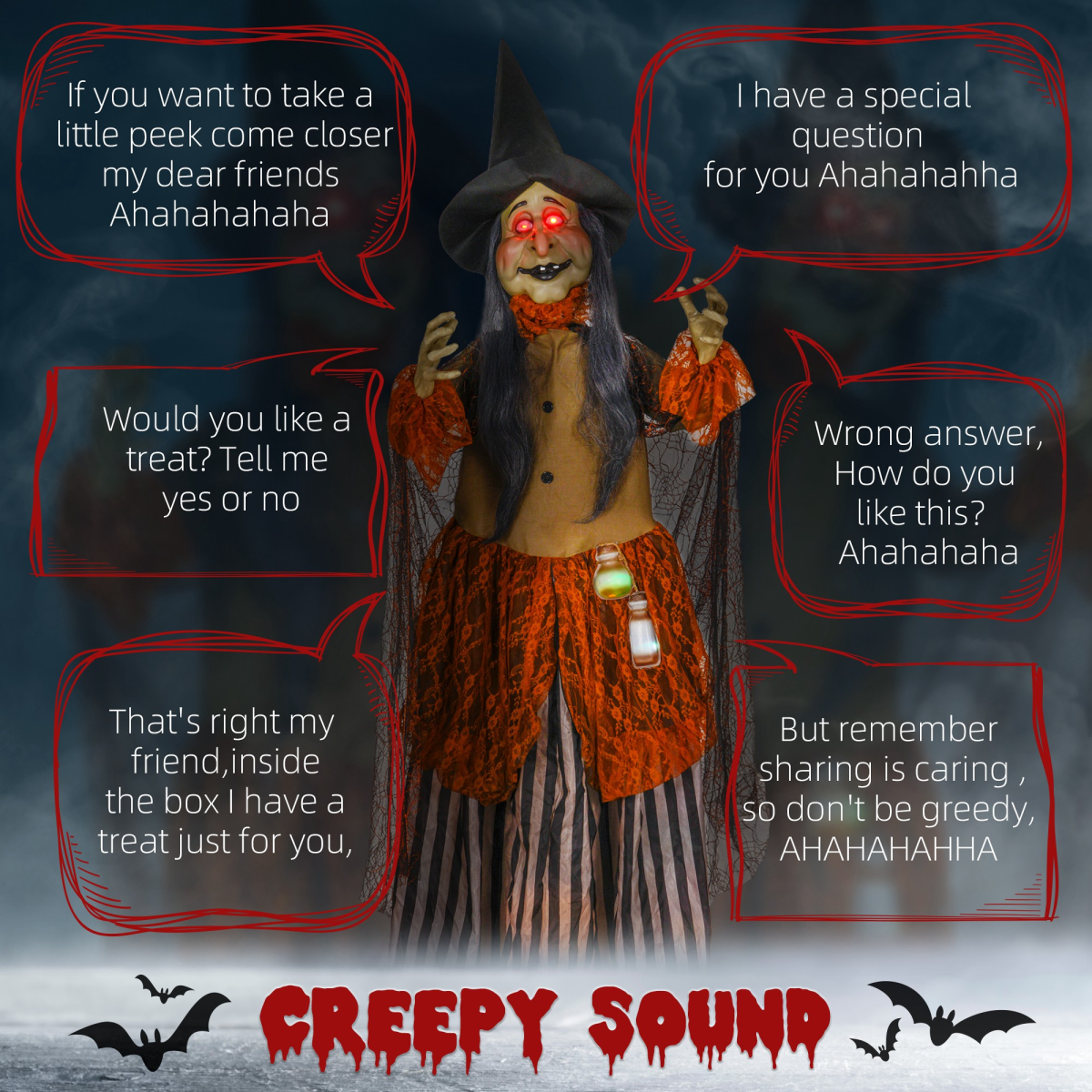 HOMCOM Outdoor Halloween Animatronic with Sound Activated, Light Up Eyes – product image 4