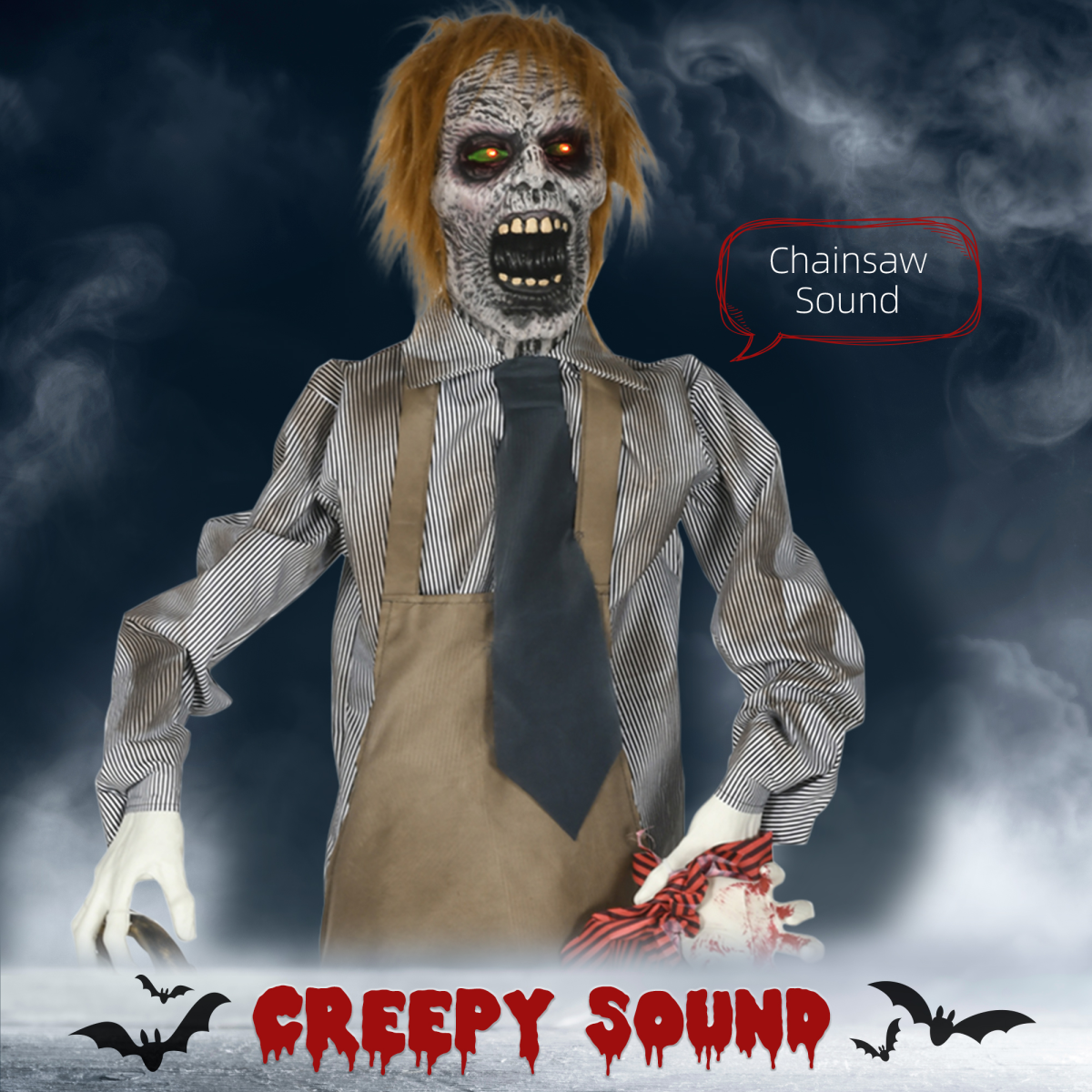 HOMCOM Life Size Outdoor Halloween Decoration Animatronic Chainsaw – product image 4