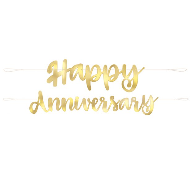Happy Anniversary Gold Paper Banner - 1.8m