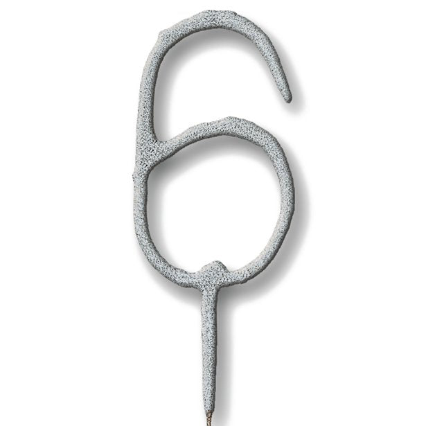 Silver Number 6 Sparkler Candle - 7" – product image 1