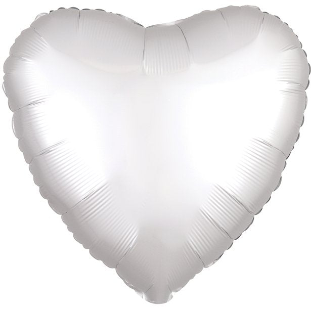 White Heart Satin Luxe Balloon - 18'' Foil - unpackaged