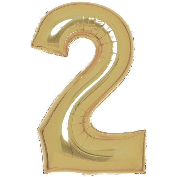 White Gold Foil Number Balloons - 34"