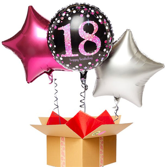 Happy 18th Birthday Pink Balloon Bouquet- Delivered Inflated
