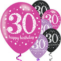Happy 30th Birthday Pink Mix Latex Balloons - 11" (6pk) – product image 1