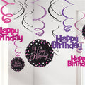 Pink Happy Birthday Hanging Swirls - 45cm (12pk) – product image 1