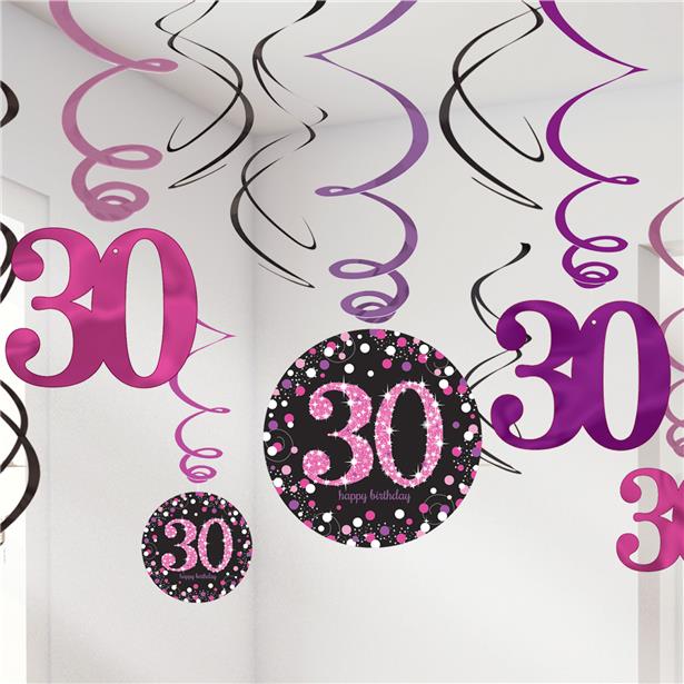 Pink Age 30 Hanging Swirls - 45cm (12pk) – product image 1