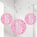 Pink 16th Birthday Hanging Swirls - 80cm – product image 1