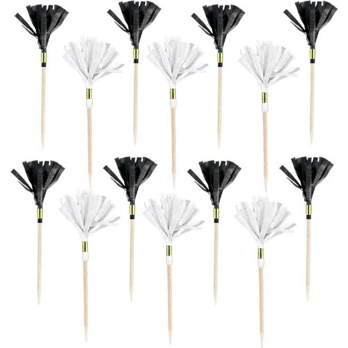 Black & Gold Fringe Food Pick (24pk)