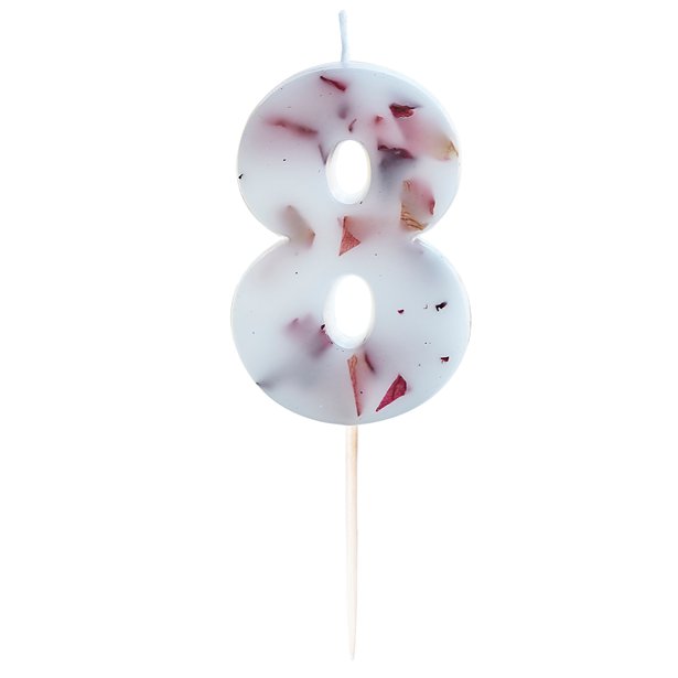 Pressed Petal Number 8 Candle - 9cm – product image 1