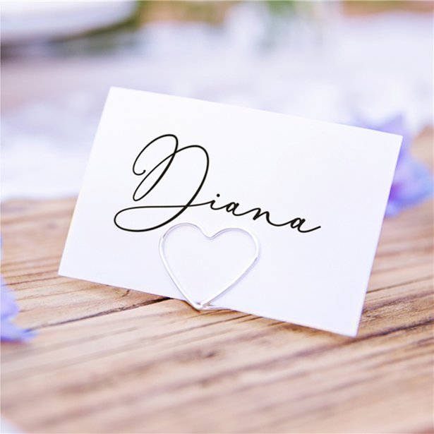 Silver Heart Place Card Holders (10pk) – product image 1