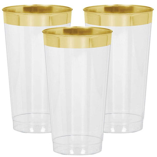 Premium Gold Trim Plastic Tumbler - 454ml (16pk)