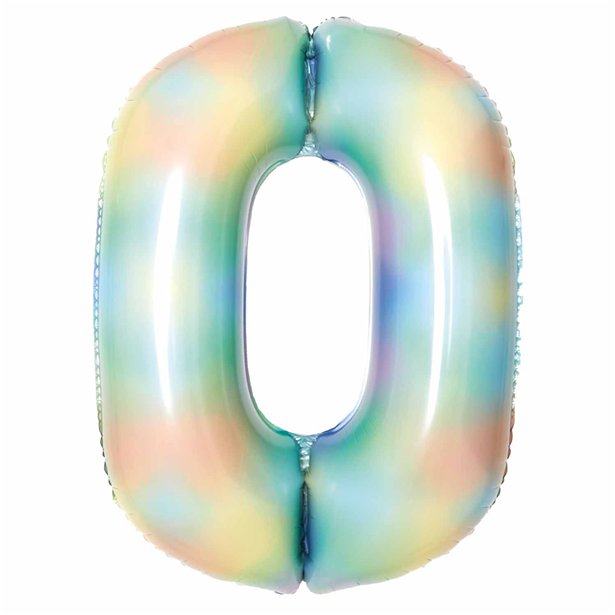 Pastel Rainbow Foil Number Balloons - 34" – number 0 – product image 2