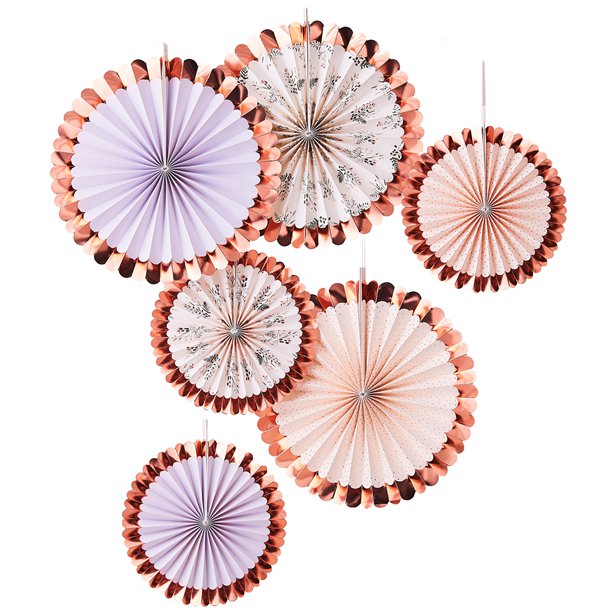 Rose Gold Floral Fan Decoration Kit (6pk)