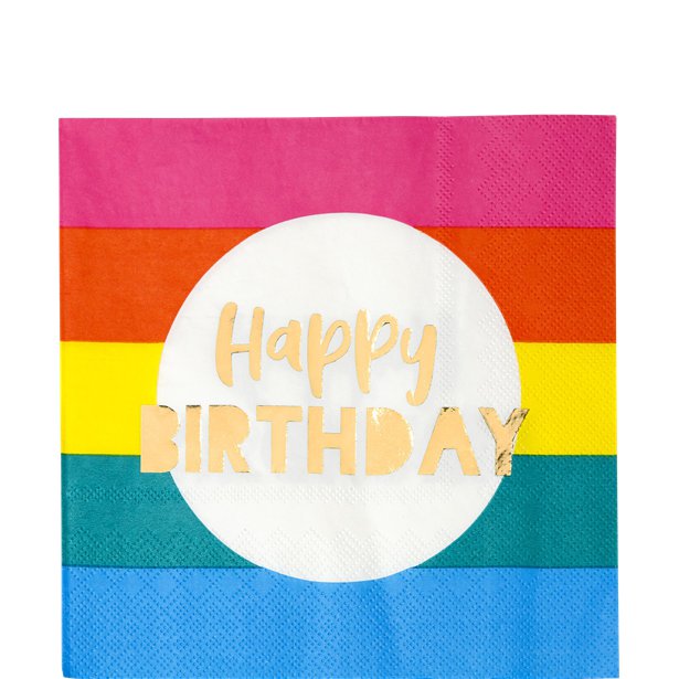 Rainbow 'Happy Birthday' Paper Napkins - 33cm (16pk) – product image 1