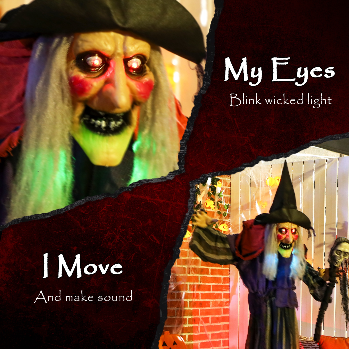 Outsunny Voice Activated Halloween Animatronics Standing Witch & Skull Staff – product image 4