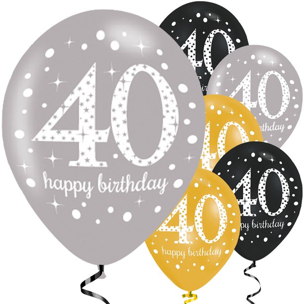 Sparkling Celebration 40th Birthday Balloons - 11" Latex (6pk) – product image 1