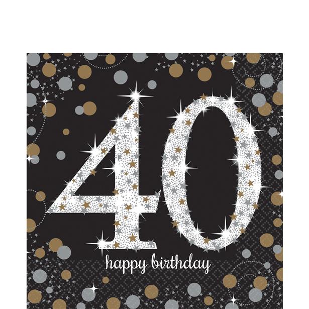 Sparkling Celebration 40th Birthday 2ply Paper Napkins - 33cm (16pk) – product image 1