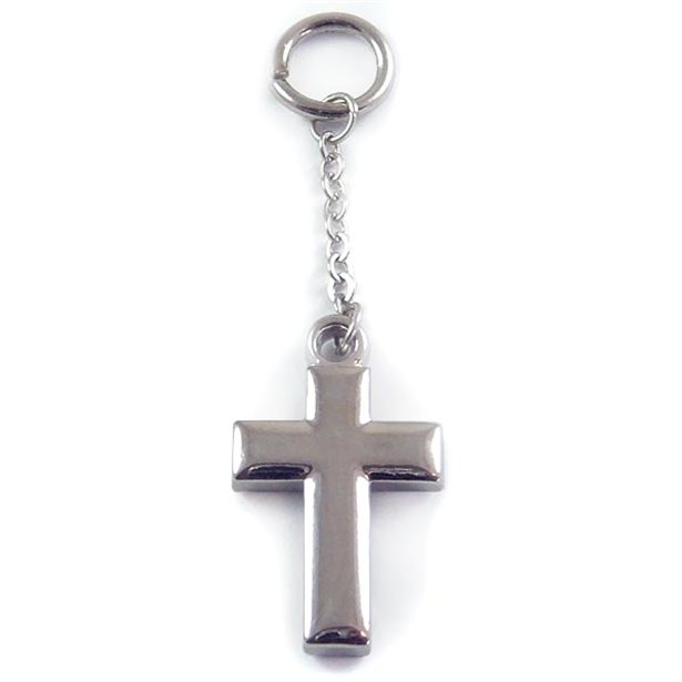 Metal Silver Cross on Keychain