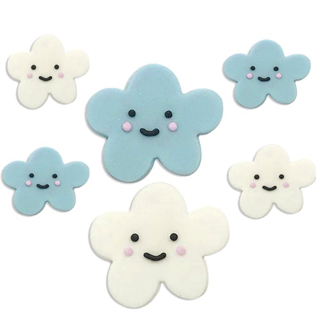 Happy Clouds Sugar Cake Toppers (6pk) – product image 1