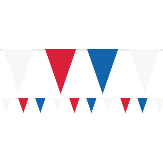 Red, White & Bue Plastic Pennant Bunting - 5m