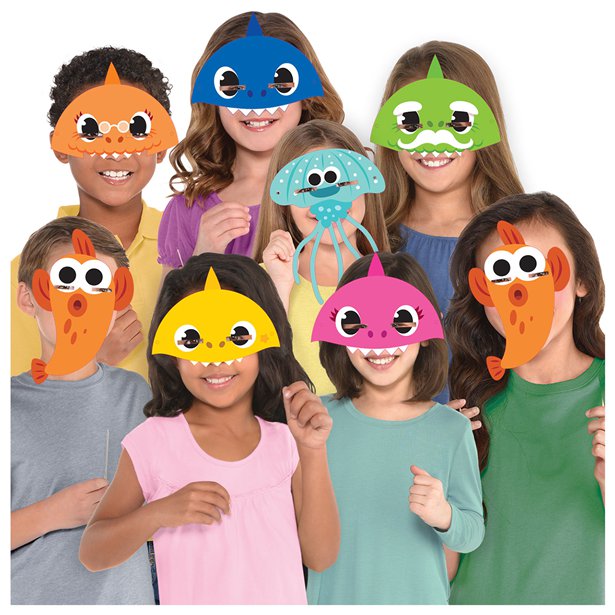 Baby Shark Assorted Paper Party Masks (8pk)