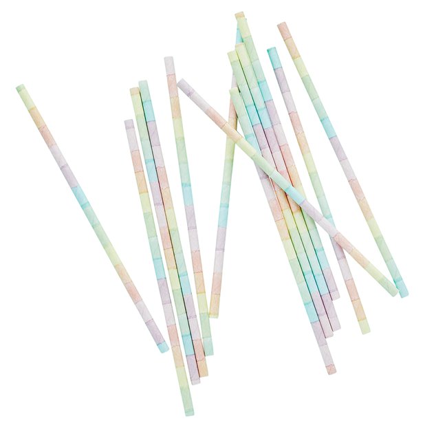 Eco Pastel Rainbow Paper Straws (20pk) – product image 3