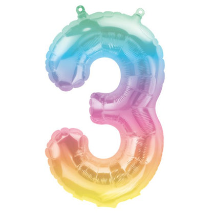 Pastel Ombre Number Balloons - 16" Air Fill