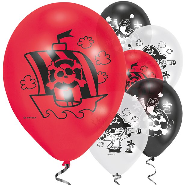 Captain Pirate Balloons - 9" Latex (6pk) – product image 1