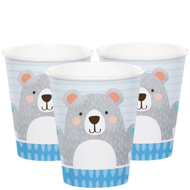 Birthday Bear Cups - 256ml (8pk)