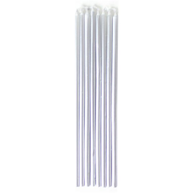Silver Tall Candles - 16cm (10pk)