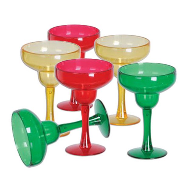 Multi-coloured Plastic Mini Margarita Glasses - 30ml (6pk)