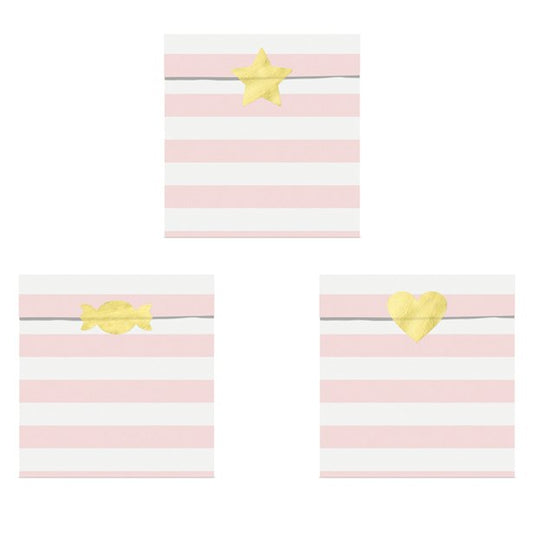 Light Pink Stripe Paper Treat Bags - 14cm (6pk)