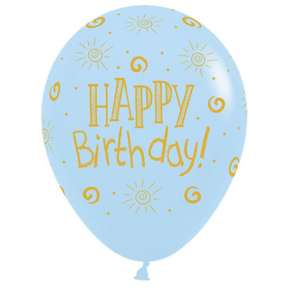 Happy Birthday Pastel Assorted Balloons - 12" Latex (25pk)