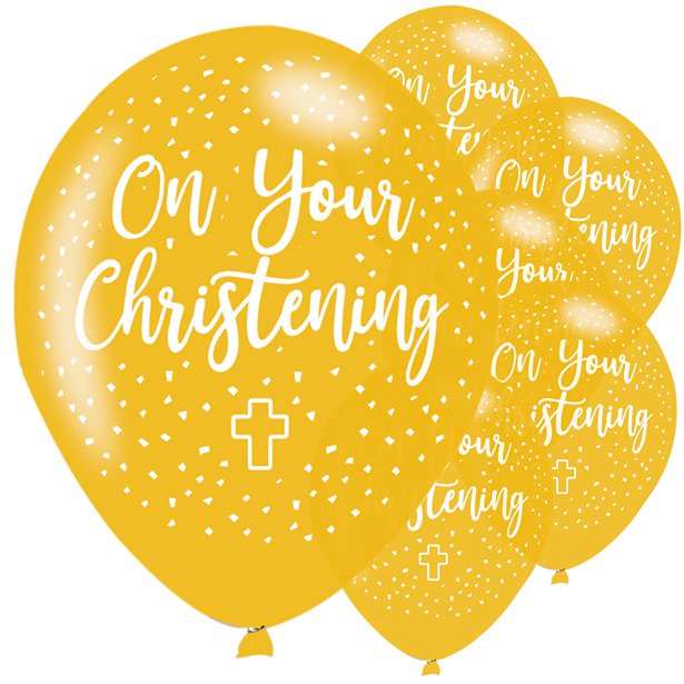 Christening Gold Latex Balloons - 11" (6pk)