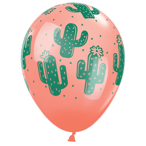 Cactus Balloons - White, Coral & Lime Green - 11" Latex (25pk) – product image 2