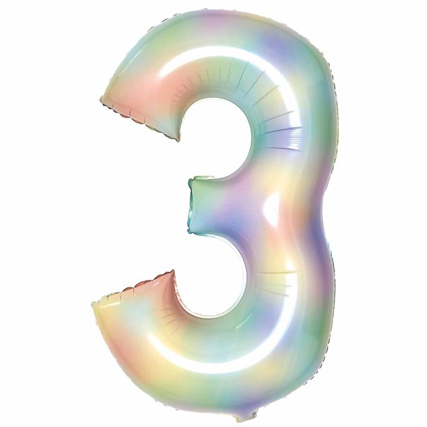 Pastel Rainbow Foil Number Balloons - 34"