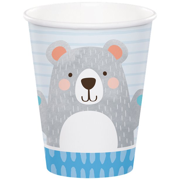 Birthday Bear Cups - 256ml (8pk)