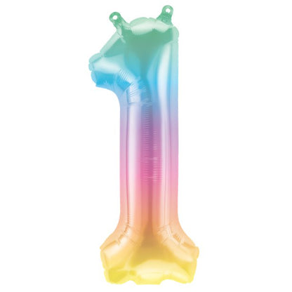 Pastel Ombre Number Balloons - 16" Air Fill
