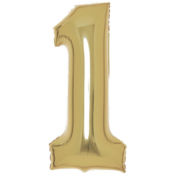 White Gold Foil Number Balloons - 34" – number 1 – product image 3
