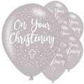 Christening Silver Latex Balloons - 11" (6pk)