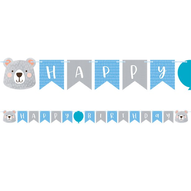 Birthday Bear Ribbon Banner with 1st Birthday Stickers - 1.9m – Party ...
