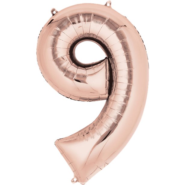 Rose Goid Foil Number Balloons - 16" Air Fill – number 9 – product image 11