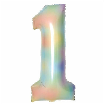 Pastel Rainbow Foil Number Balloons - 34"