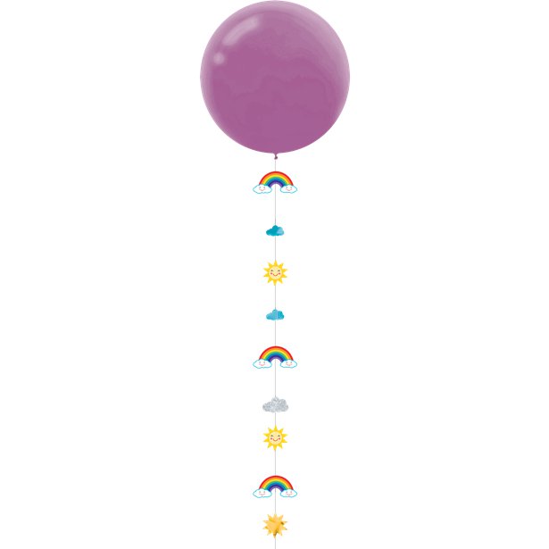Rainbow & Clouds Glitter Paper Balloon Tail - 1.8m – product image 2