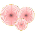 Pastel Pink & Gold Paper Fans (3pk) – product image 1