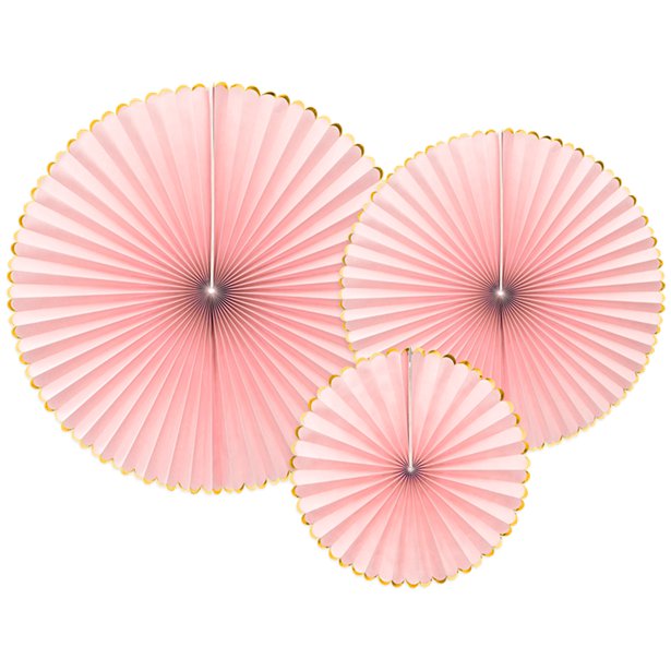 Pastel Pink & Gold Paper Fans (3pk)