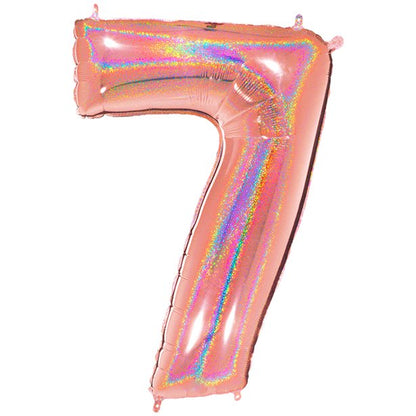 Glitter Rose Gold Foil Number Balloons - 40"