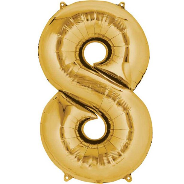 Gold Foil Number Balloons - 16" Air Fill