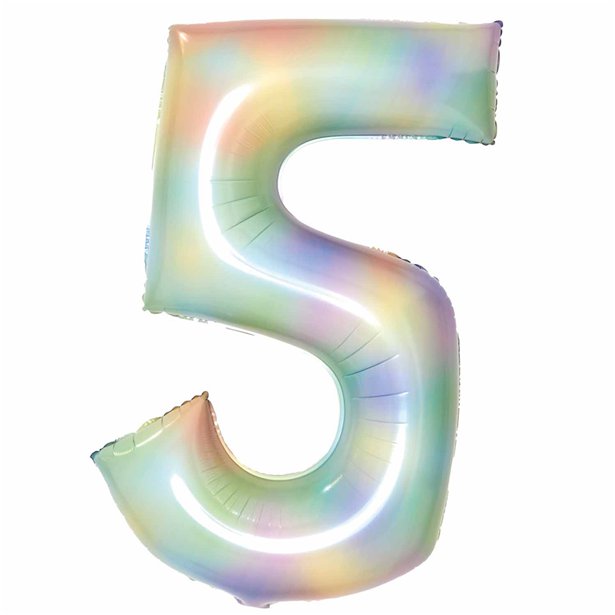 Pastel Rainbow Foil Number Balloons - 34" – number 5 – product image 7