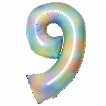 Pastel Rainbow Foil Number Balloons - 34"
